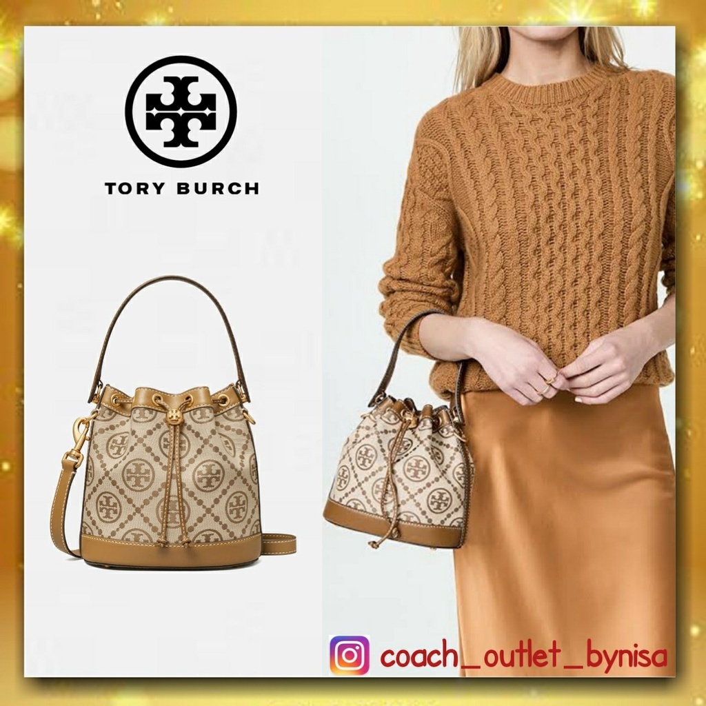 TORY BURCH T MONOGRAM JACQUARD BUCKET BAGG