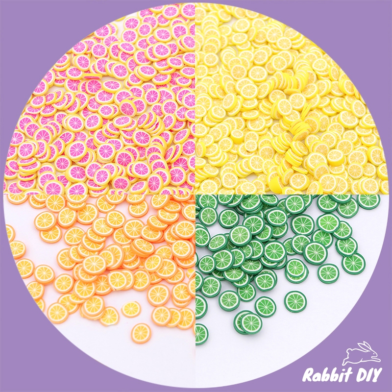 ฟีโม่ Fimo กลิตเตอร์ แบบบาง ขนาดเล็ก ผลไม้ เลมอน ส้ม มะนาว เกรปฟรุต แพ็ก 10 กรัม