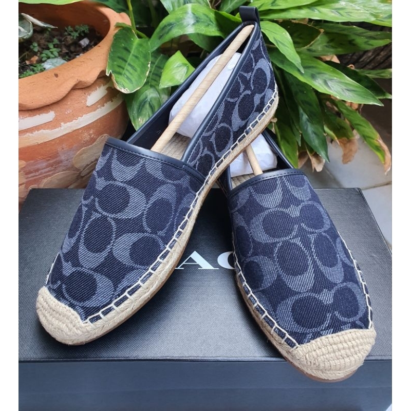 แท้!! 100% รองเท้าเอสปาดิล Coach Codi Espadrille In Signature Denim ใหม่