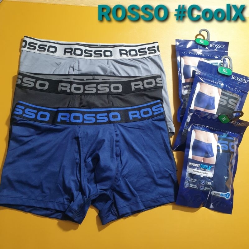 Rosso รุ่น COOL_X ((ของแท้)) กางเกงบ๊อกเซอร์ผ้าเย็น -ทรงขาเว้าเอวต่ำ(เปิดเป้าได้)  -ทรงขาสั้นเอวต่ำ(