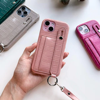 [i17]พร้อมส่ง 10โทนสี 🎀🍌T10S18 เคสคล้องมือสะพายบัตร S2 (1) เคสหนังใส่บัตรคล้องมือ+สายสะพาย เคสไอโฟน for iPhone17Promax