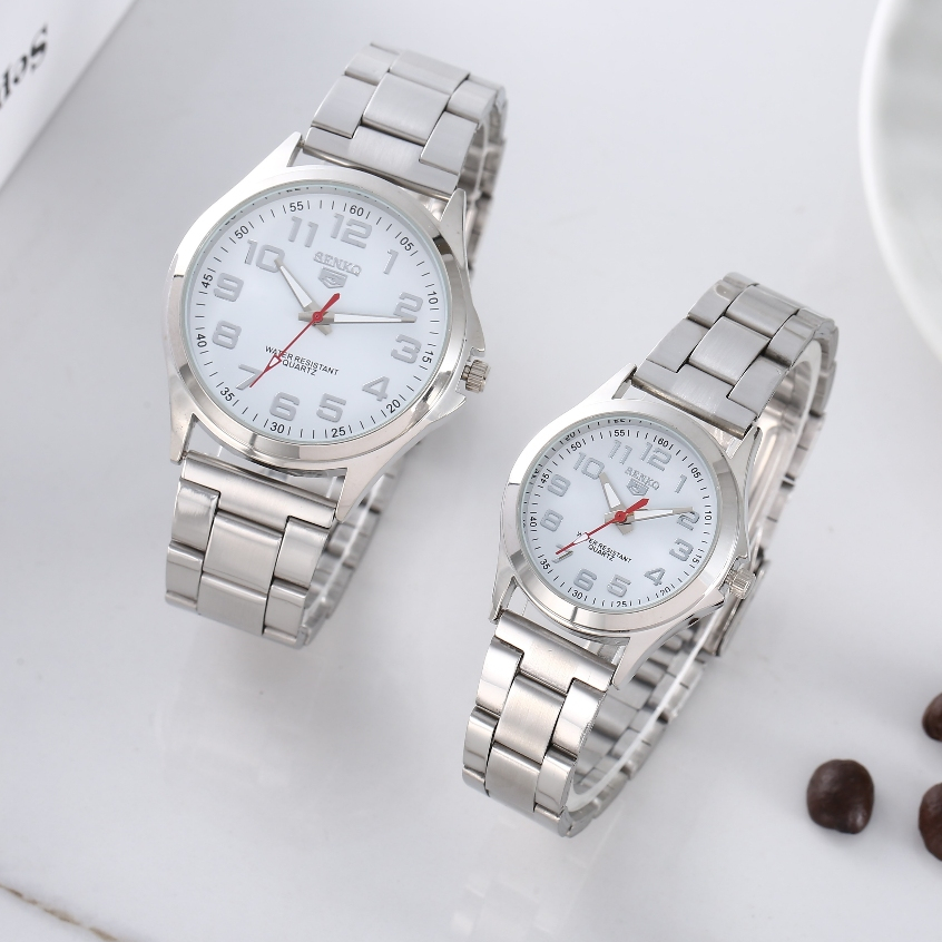 นาฬิกาผู้หญิง Senkq นาฬิกาผู้ชาย หน้าปัดดิจิตอลกันน้ํา สายสแตนเลส รุ่น 12