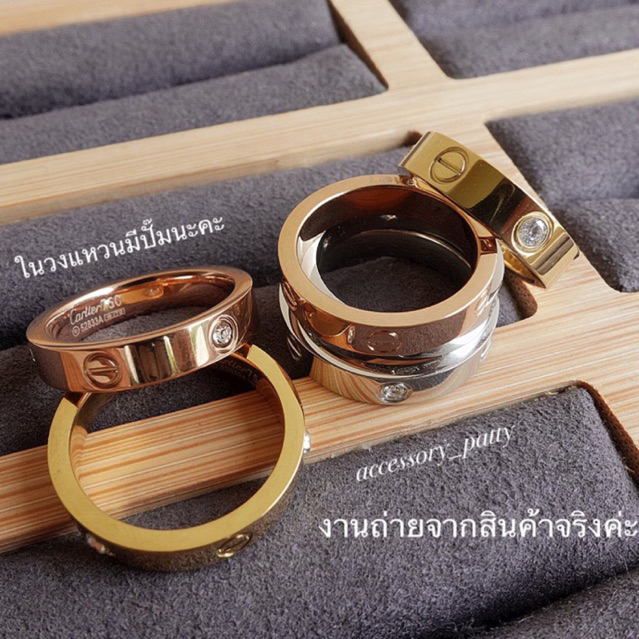 แหวนLove รุ่นCa01 สลักลายน็อตสลับเพชรCZ รุ่นหน้าแหวน 4mm. ค่ะ