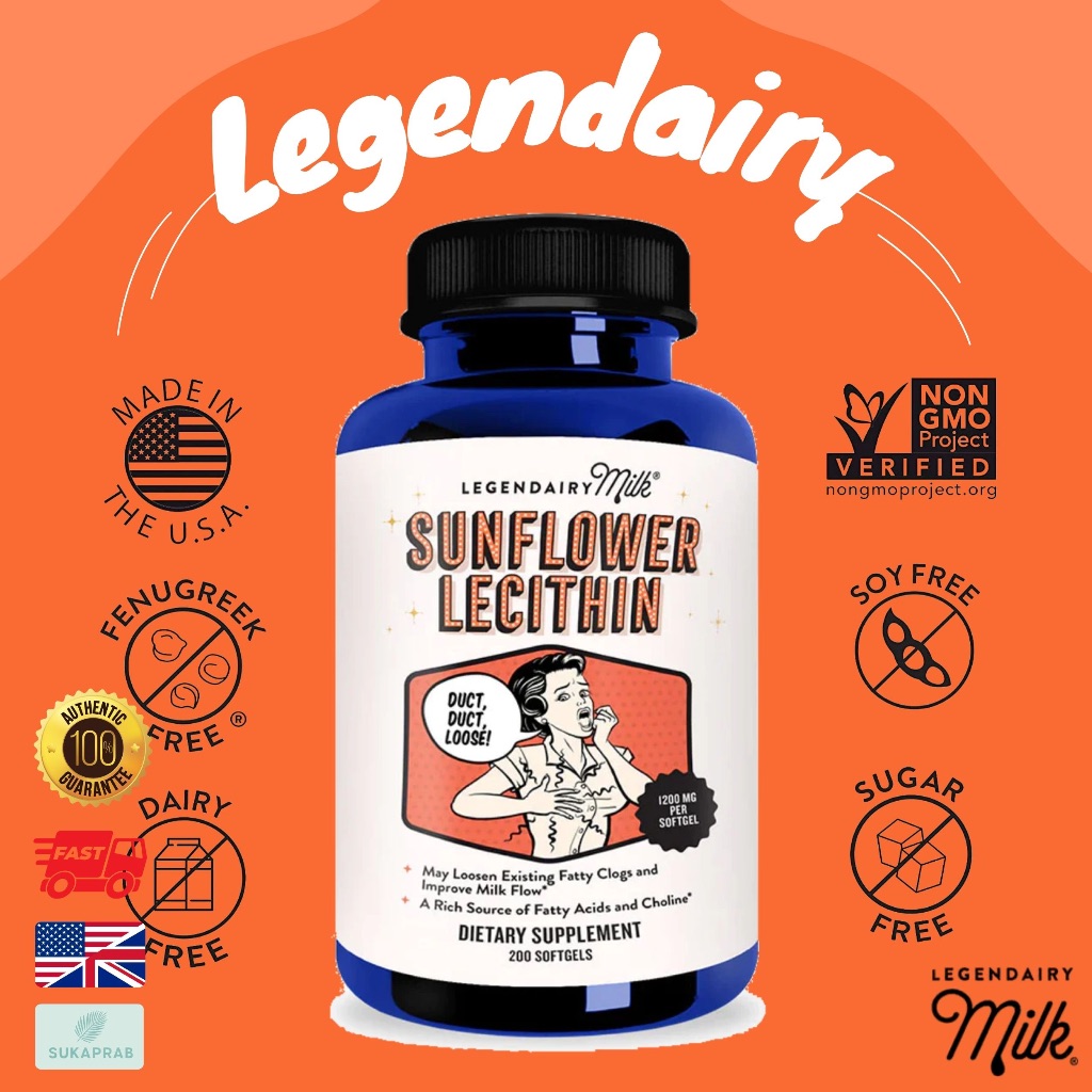 พร้อมส่ง Legendairy Milk Sunflower Lecithin 1200mg of Organic Sunflower Lecithinวิตามินบำรุงท่อน้ำนม