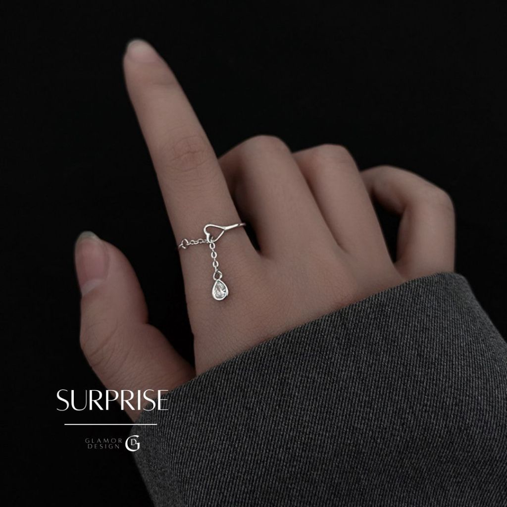 GLAMOR แหวนเงินแท้ Surprise แหวนเงินแท้925 แหวนเพชรcz แหวนแฟชั่นเก๋ๆ แหวนผู้หญิง แหวนปรับขนาดได้