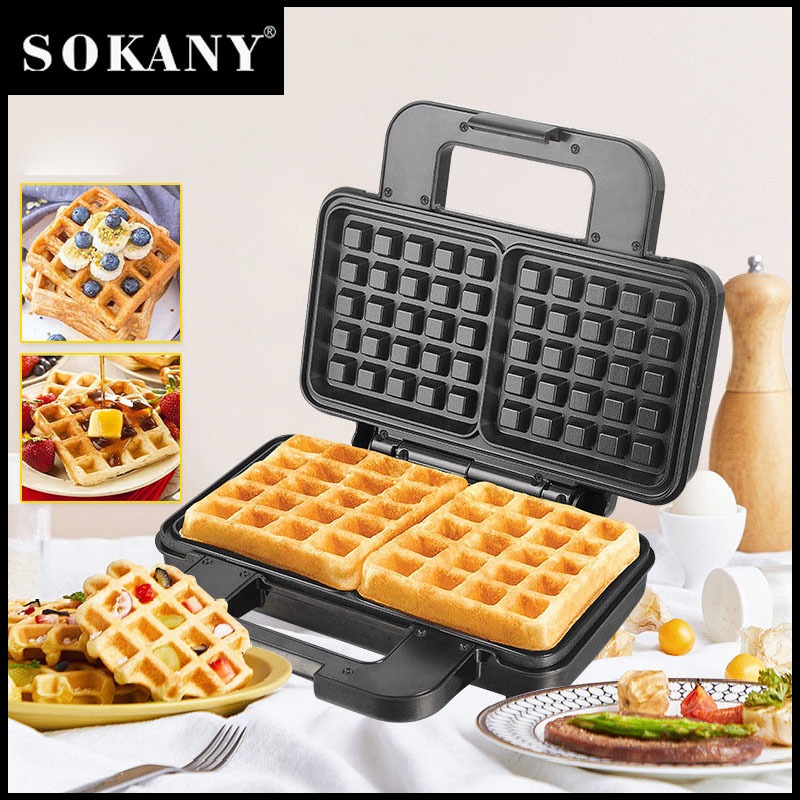 พร้อมส่ง SOKANY 1000W 2 บล็อก เครื่องทําวอฟเฟิล เครื่องทําวาฟเฟิล เตาทําวาฟเฟิล รับประกัน 1ปี