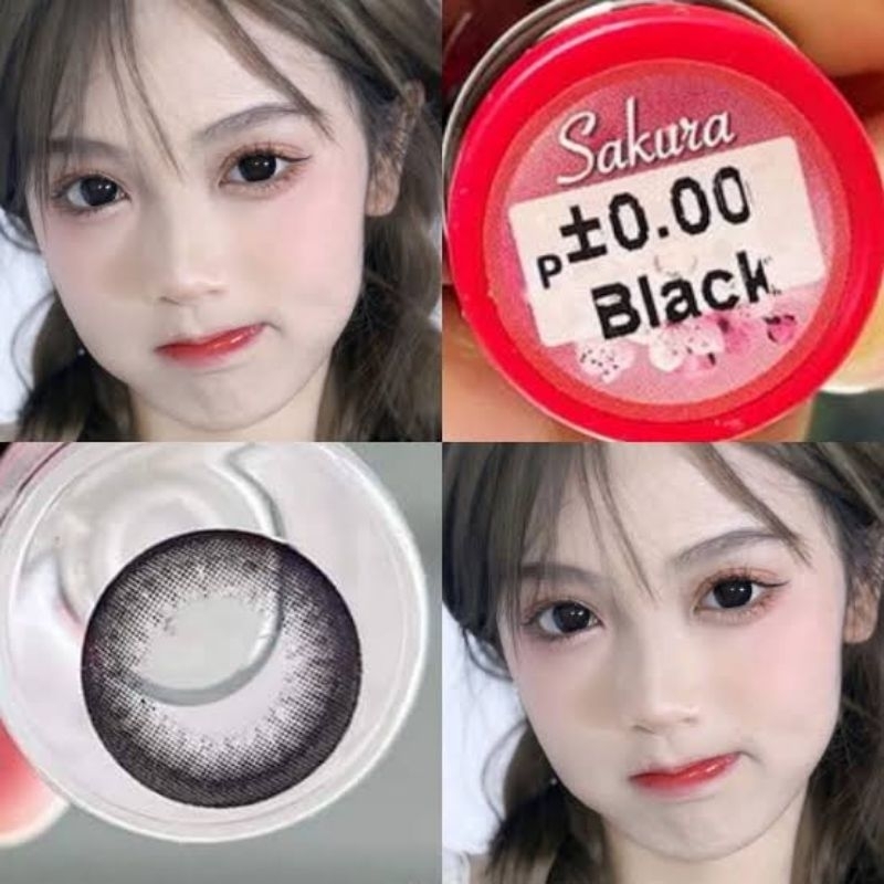 💟 Sakura ( Edge ) black สีดำ  -00 ถึง -1000 Pitchylens Sweety plus Wink Guess secret สายตา Contactle