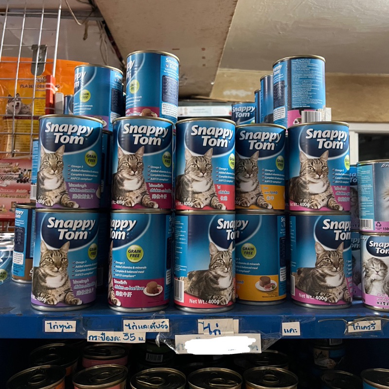 ยกโหล 12 กระป๋อง Snappy Tom อาหารแมว ขนาด 400ก ทำจากวัตถุดิบจากธรรมชาติ ไม่ใส่สารเติมแต่งใดๆ