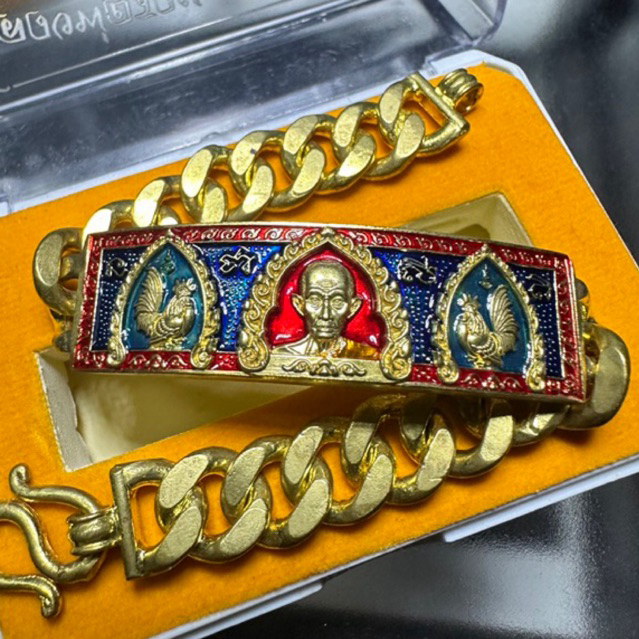 ลดพิเศษ)เลสหลวงพ่อรวยบูชาครูทองเหลือง(ประกันแท้จากวัด)