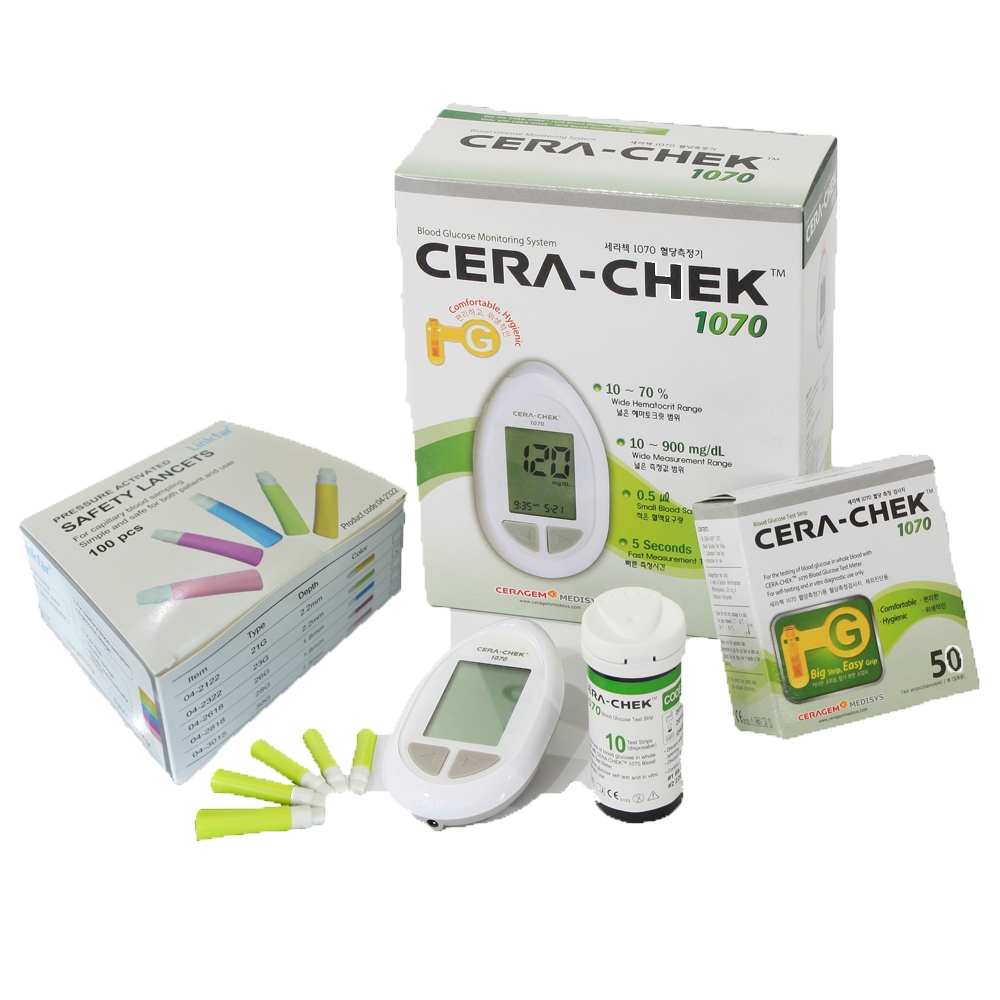 Cera-Chek เครื่องตรวจน้ำตาลในเลือดด้วยตัวเองครบเซ็ต แบบไม่ใช้กับปากกา
