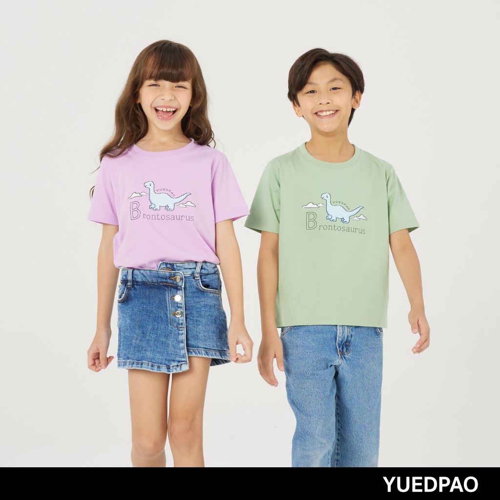 Yuedpao Kids เสื้อยืดเด็ก สีสดใส สไตล์มินิมอล ผ้านุ่ม สัมผัสเบาสบาย Unisex kids screen Little longneck