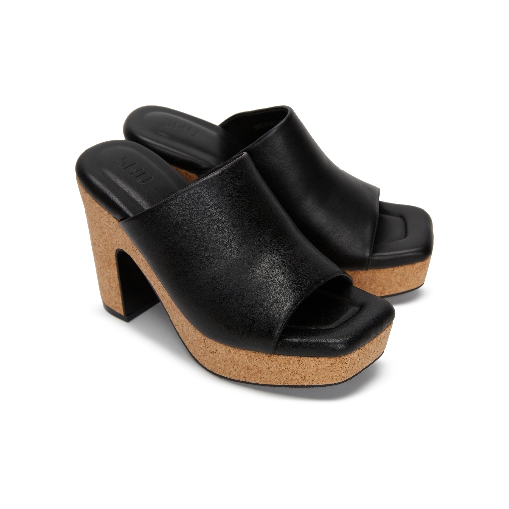 SHU BEDDY WALK 4.5" PERFORATED SLEEK TOE MULE BLACK