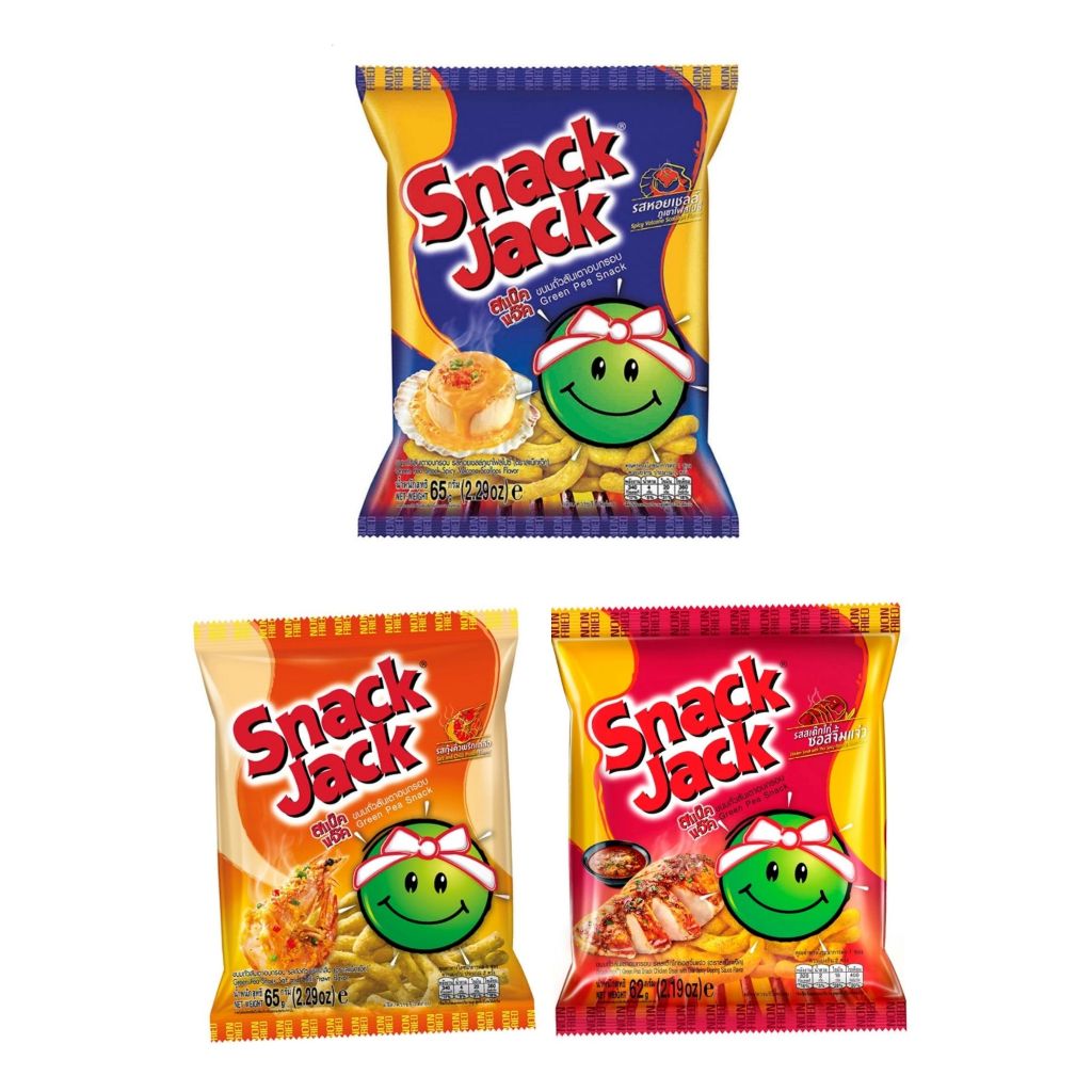 [แพค 4 ซอง] Snack jack สแน็คแจ็ค ขนมถั่วลันเตาอบกรอบ ขนาด 62 กรัม