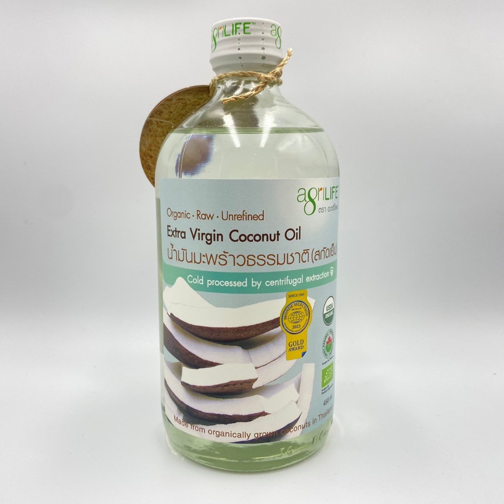 Extra virgin Coconut Oil Agrilife น้ำมันมะพร้าว สกัดเย็น (ขนาด 450ML.) ตราอะกรีไลฟ์