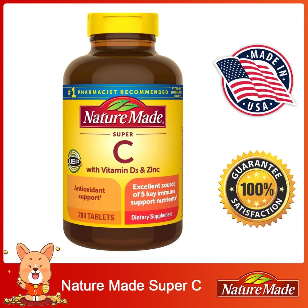 (Exp.08/2027)Nature Made Super C with Vitamin D3&Zinc 200เม็ด