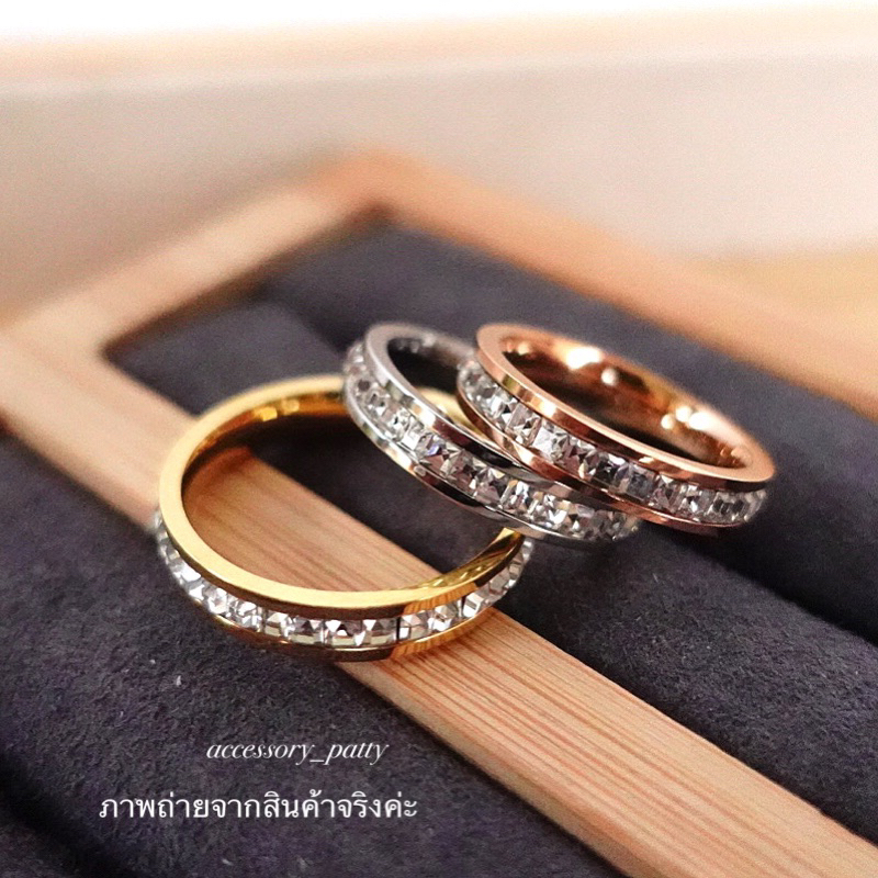 💍แหวนstainlessเส้นเรียบ รุ่นR04 เพชรรอบวง ✨รุ่นนี้ใส่ที่สุดมีติดนิ้วแมทลุคง่ายค่ะ