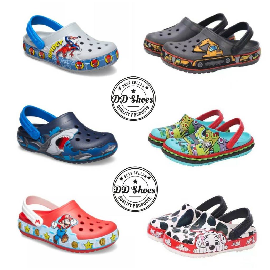 /Buy1Pair Free2Jibbitzs=50฿/ Crocs Fun Lap Kid รองเท้าเด็กแบบสวมหัวโตมีสายรัดส้น น้ำหนักเบาพื้นนี่มใส่สบายทันสมัยพร้มส่ง