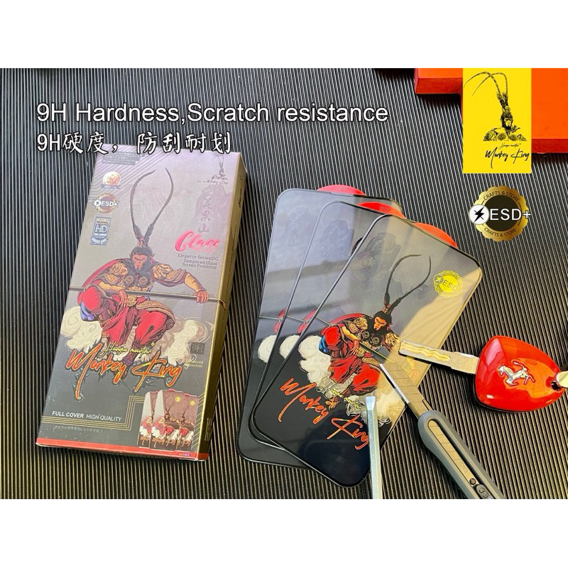 ฟิล์มกระจกเต็มจอกาวเต็มป้องกันไฟฟ้าสถิตย์ ยี่ห้อ Monkey King สำหรับ iphone 14pro 13promax XR IP11 12