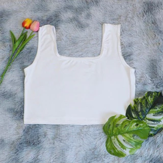 เสื้อกล้ามครอปสาวอวบ แบบตัดตรงครึ่งตัว (ไม่มีฟองน้ำ) Size : (XXL+) อก 40-50 นิ้ว และ Size :( L) อก 32-40 นิ้ว เสื้อกล้าม