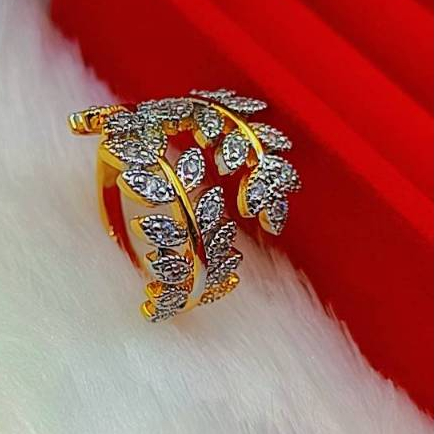 W129-แหวนทอง ลายใบมะกอก งานฟรีไซส์ ไม่แพ้ ไม่คัน