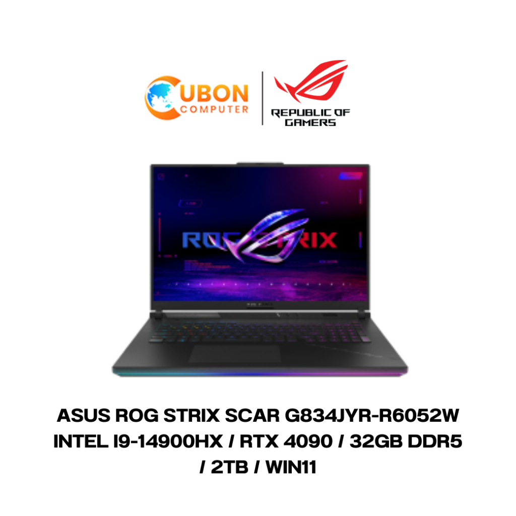 ASUS ROG STRIX SCAR G834JYR-R6052W NOTEBOOK โน๊ตบุ๊ค INTEL I9-14900HX / RTX 4090 / 32GB DDR5 / 2TB /