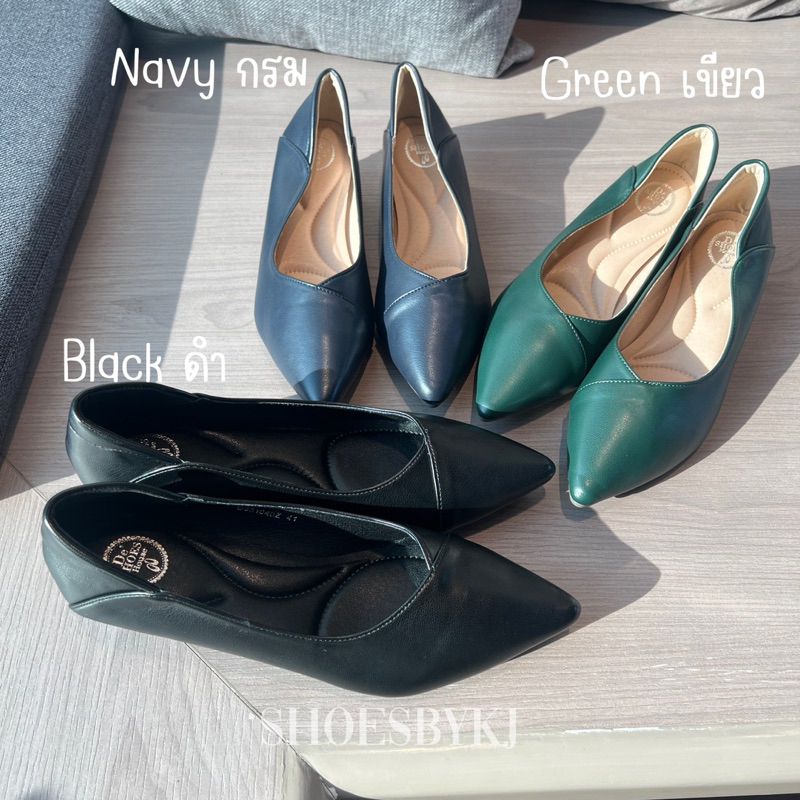 พร้อมส่งจากไทย "Pointy Toe" D631040 (+1sizeจาปกติ) รองเท้าส้นสูง 1.5 นิ้ว หัวแหลม นิ่ม ใส่สบาย