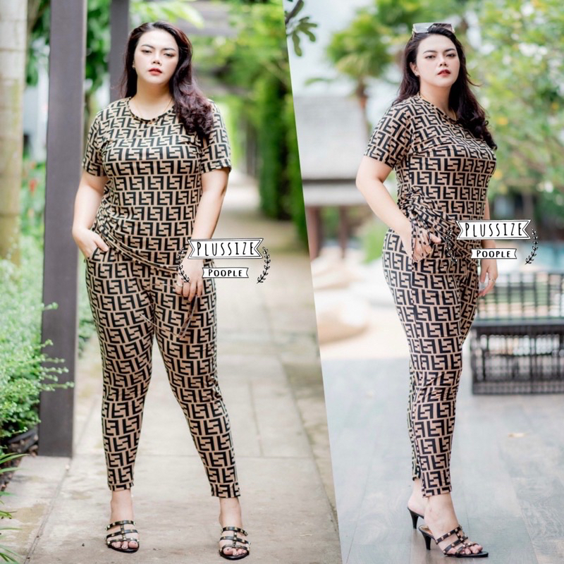 ชุดเซ็ต เสื้อผูกข้างไซส์สาวอวบเนื้อผ้าไอทีวาย ยืดได้ตามตัว