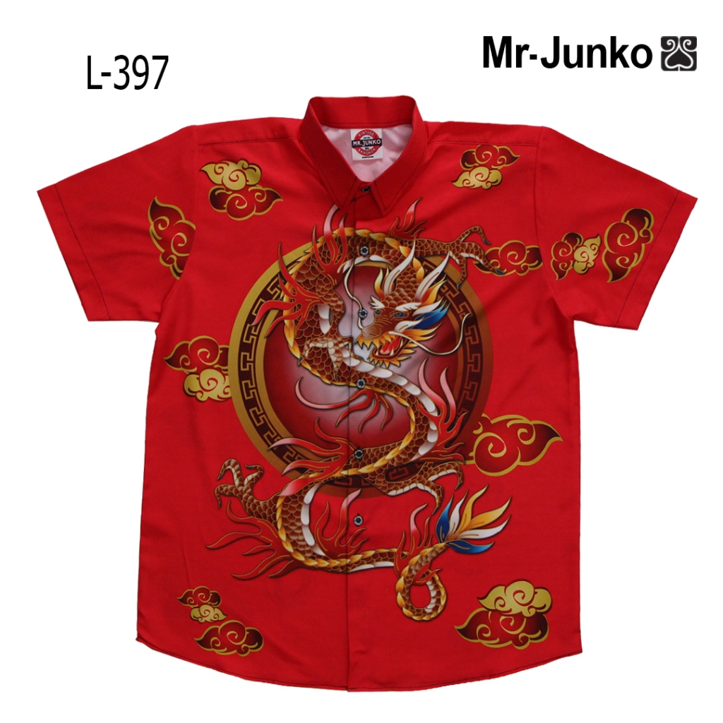 เสื้อตรุษจีน⚡ ส่งฟรี⚡เสื้อเชิ้ต งานต่อลาย Mr-Junko  ผ้านิ่มใส่สบายไม่ร้อน L-397