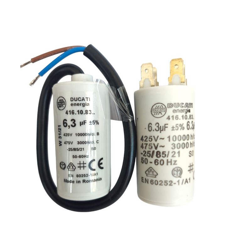 คอนเดนเซอร์ C6.3uF450V มีทั้งแบบสาย และแบบเสียบ