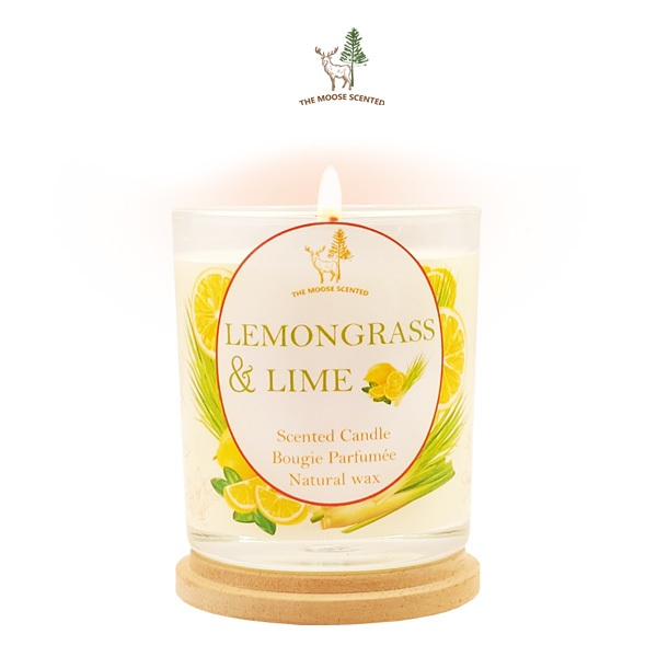 เทียนหอม Soy Wax กลิ่นตะไคร้ Lemongrass and Lime พร้อมกล่อง และฝาไม้สวยงาม