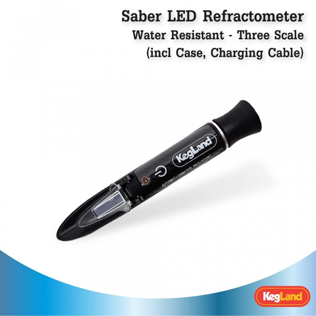 Saber LED Refractometer - Water Resistant - Three Scale (incl Case, Charging Cable)