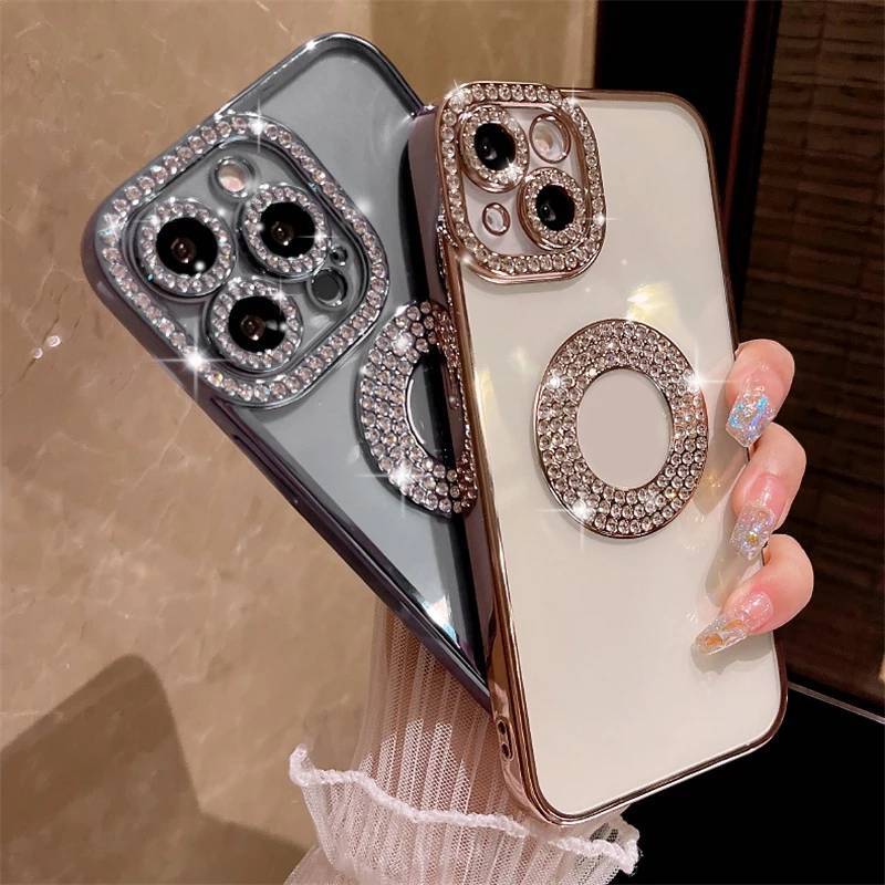 เคสนิ่มกันกล้องกากเพชรงานเงามาใหม่สำหรับไอโฟน11/11pro/11promax/12/12pro/12promax/13/13pro/13promax/14/14pro/14promax