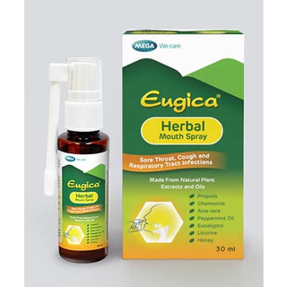 Mega Eugica Herbalbal Mouth Spray 10/30ml. ยูจิก้า เฮอร์บอล เม้าท์ สเปรย์