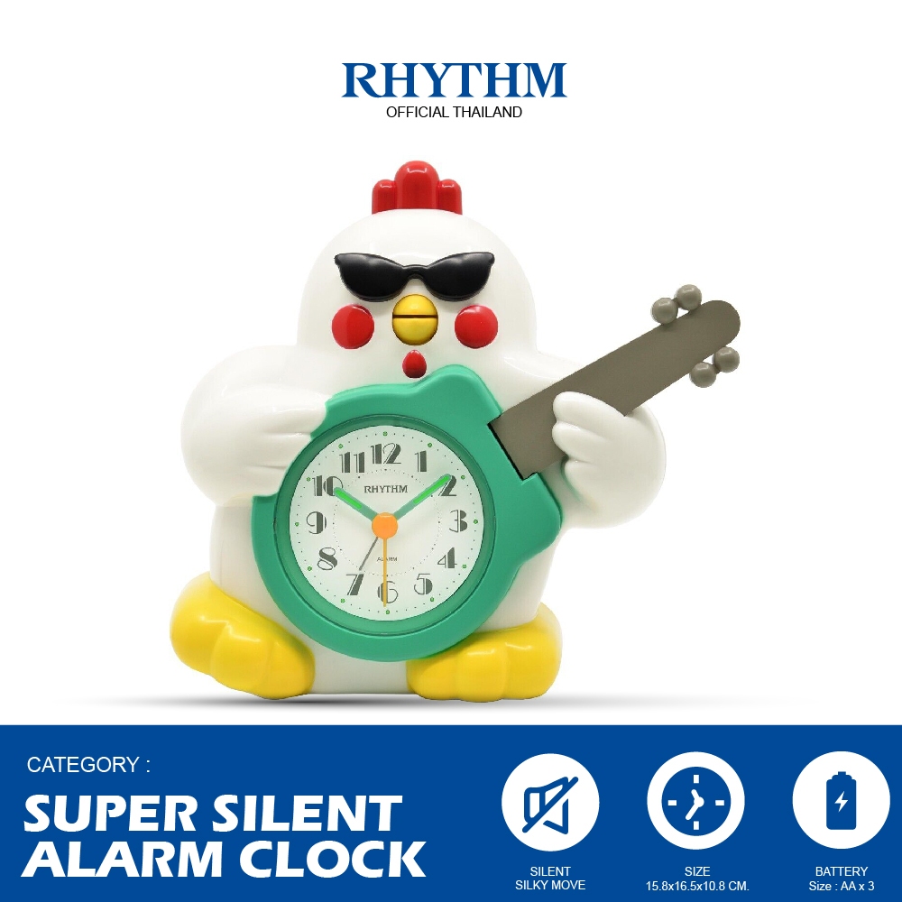 นาฬิกาปลุก RHYTHM ไก่ร็อค นาฬิกาไก่เล่นกีตาร์ ความสูง 15.8 ซม. -CRE321UR03