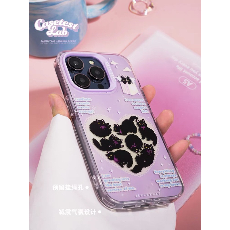 [pre-order🐈‍⬛] CASE TEST lab iphone case black cat เคสไอโฟน ลายแมวดำ คุมรอบเครื่อง มีรุ่น 12-15