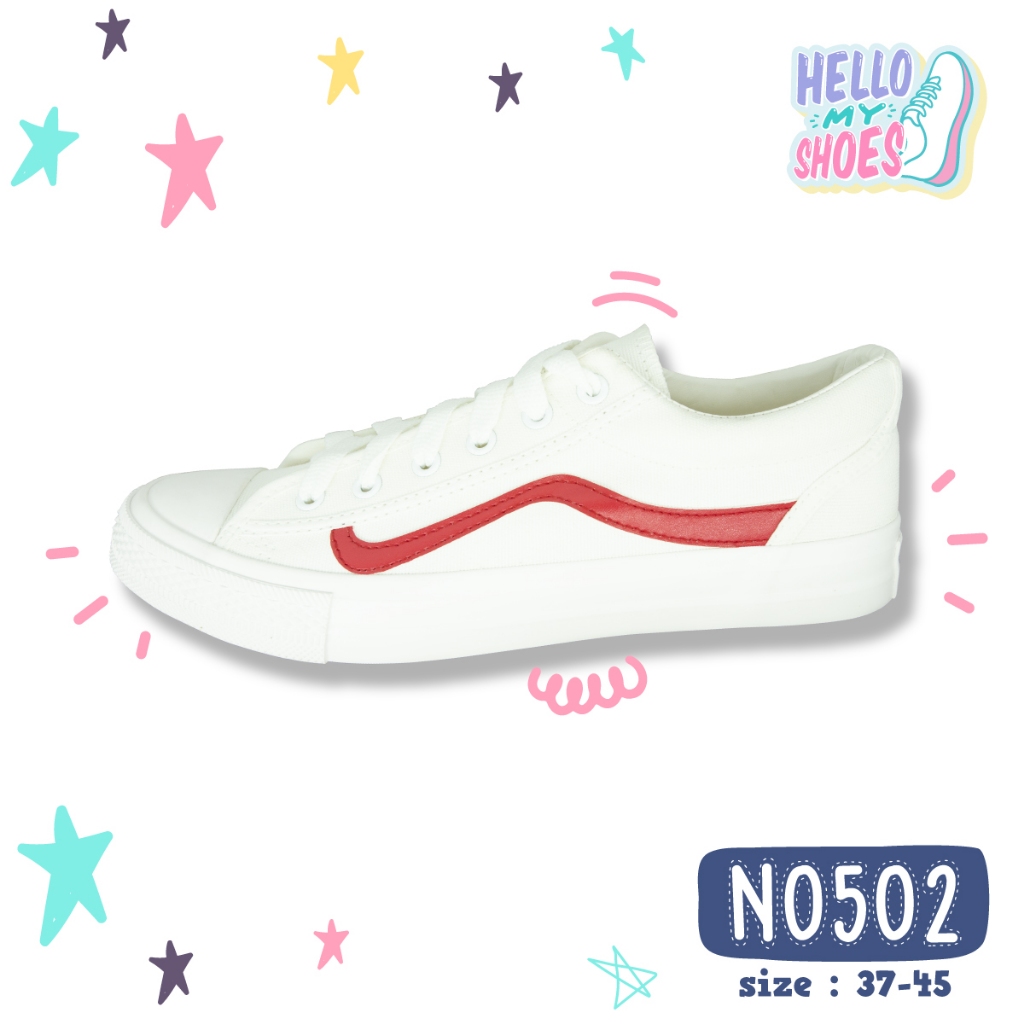 รองเท้าผ้าใบผูกเชือก พื้นยางพารากันลื่น รุ่น NO502 สินค้าตรงปก จัดส่งไว แท้100% รูปที่ 4