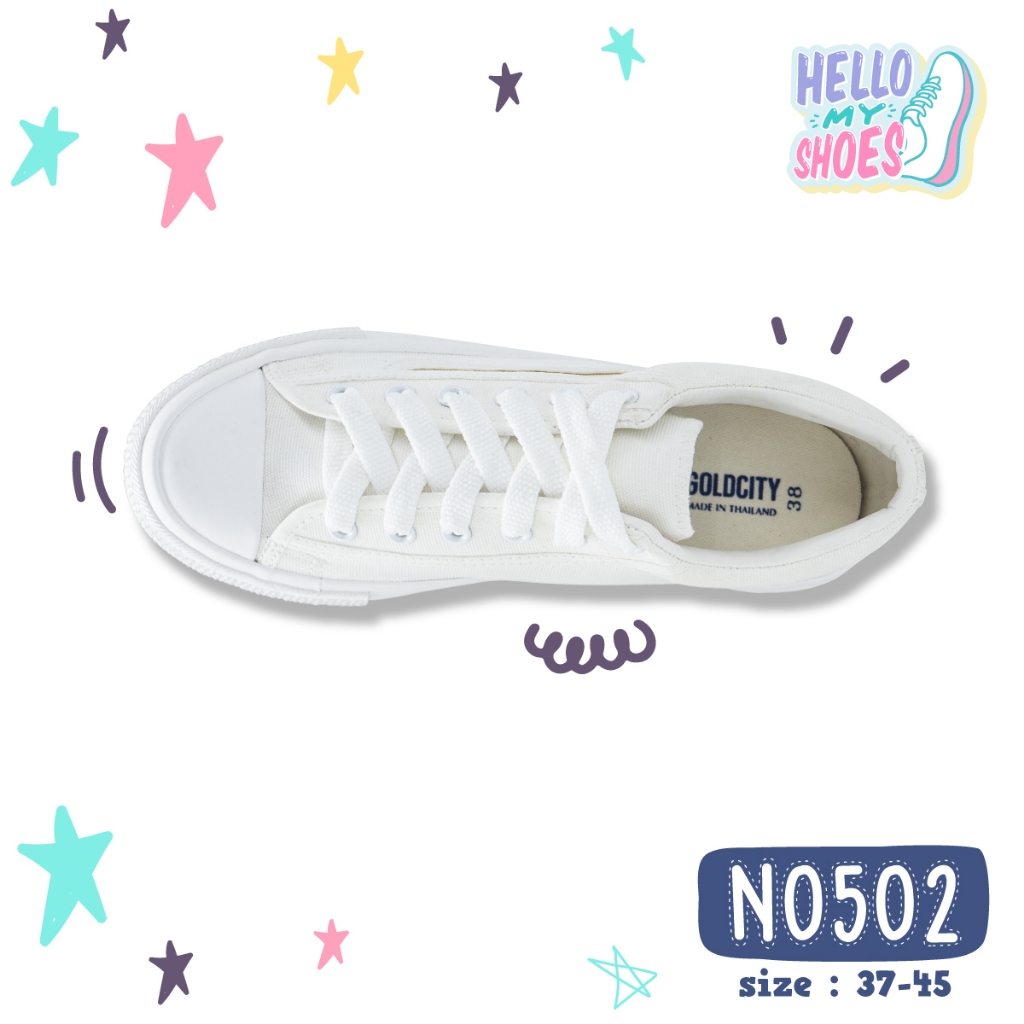 รองเท้าผ้าใบผูกเชือก พื้นยางพารากันลื่น รุ่น NO502 สินค้าตรงปก จัดส่งไว แท้100% รูปที่ 2