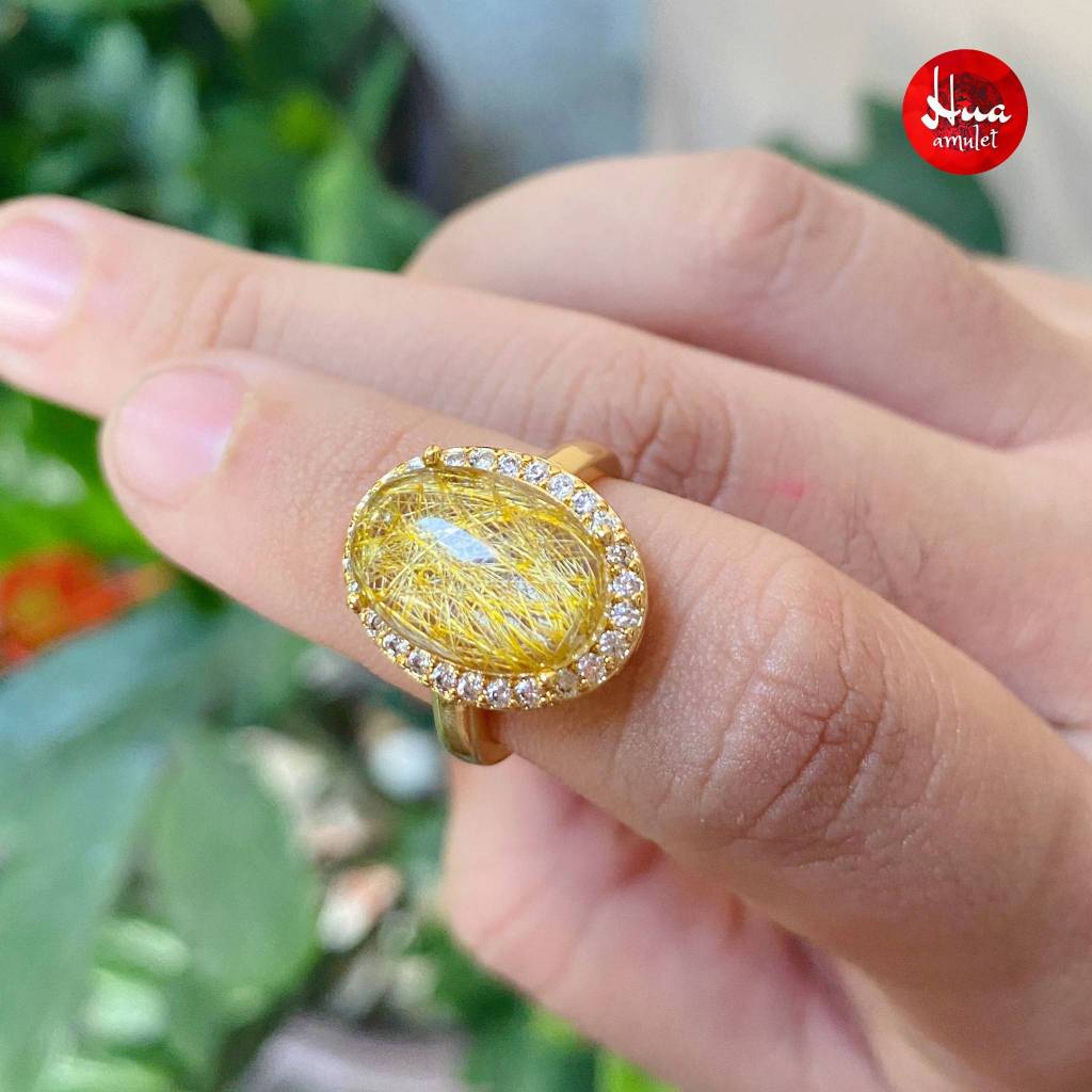 F64 แหวนไหมทอง เพชร 1 แถว งานทองไมครอน ชุบ 24K