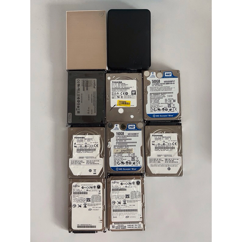 2T HDD DW, hdd WD 500GB blue sata, WD 260GB HDD sata, fujitsu & toshiba & external hard drive