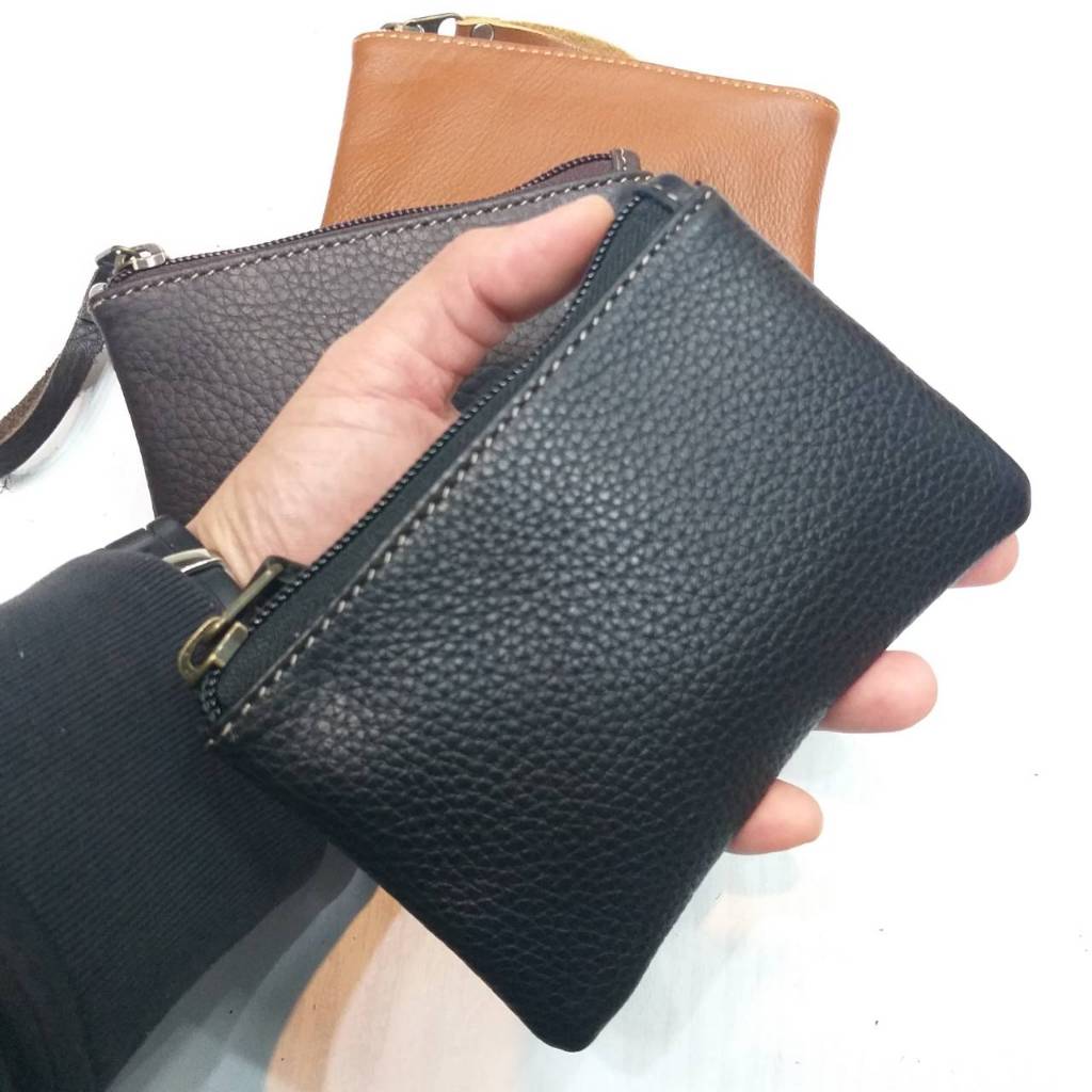 กระเป๋า กระเป๋าใส่เหรียญ หนังแท้ แบบบาง ขนาด 8 * 13.5 * 0.5 เซนติเมตร