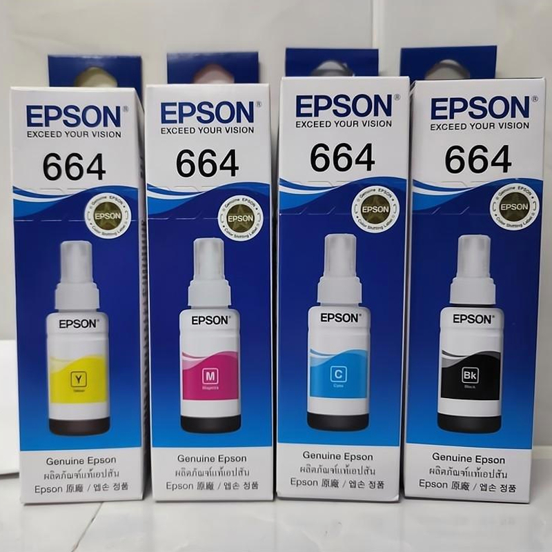 หมึกแท้ 100% หมึก（มีกล่องอย）epson 664 ราคาถูก หมึกเติม for ใช้กับปริ้นเตอร์ Epson L1300 / L310 / L21