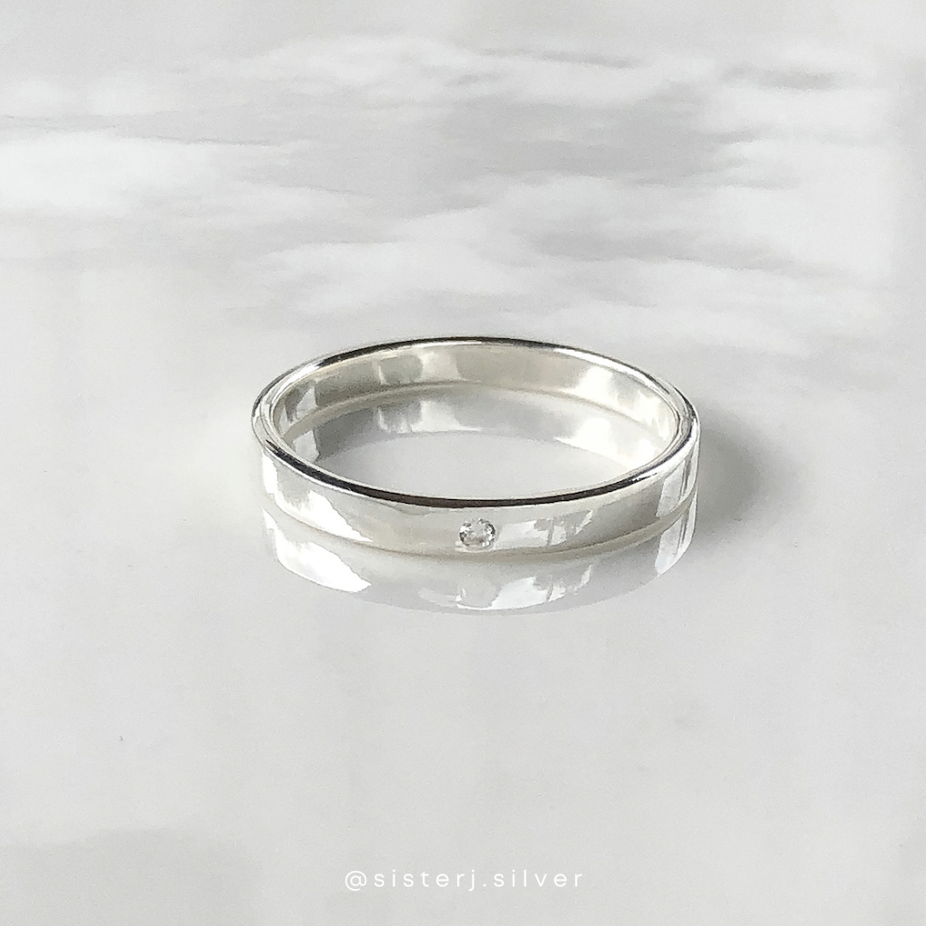 Sister J | silver925 | แหวนเงินแท้เพชร cz | (flat) basic ring with diamond