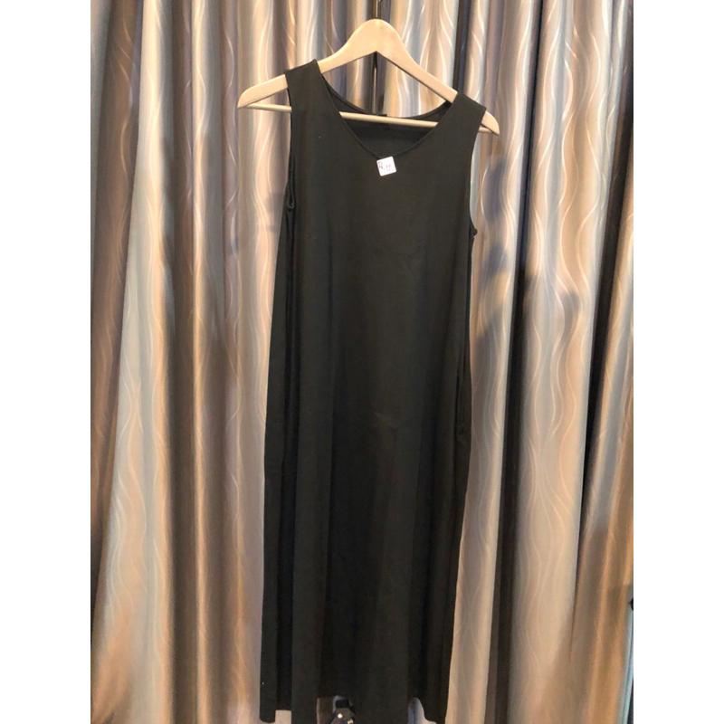 D512 เดรสuniqlo s งานใหม่เทียบมือหนึ่งมีกระเป๋าสีดำผ้าคอตตอน 100%