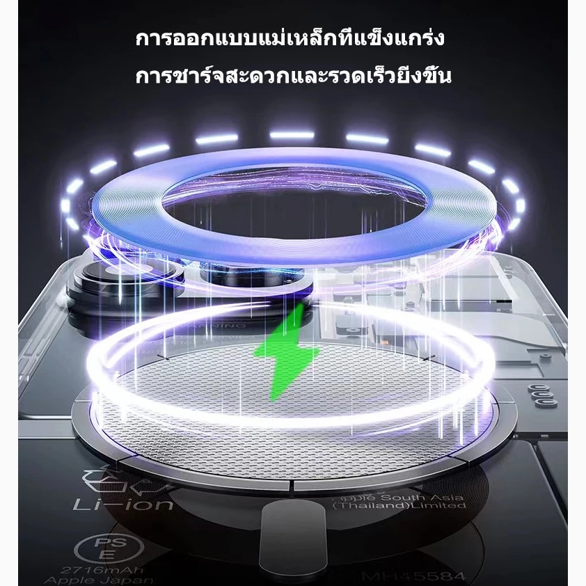 เคส iPhone Magnetic พร้อมขาตั้งหมุนได้ มีน้ำค้างแข็ง ฟรีขอบเลนส์ thumbnail 6