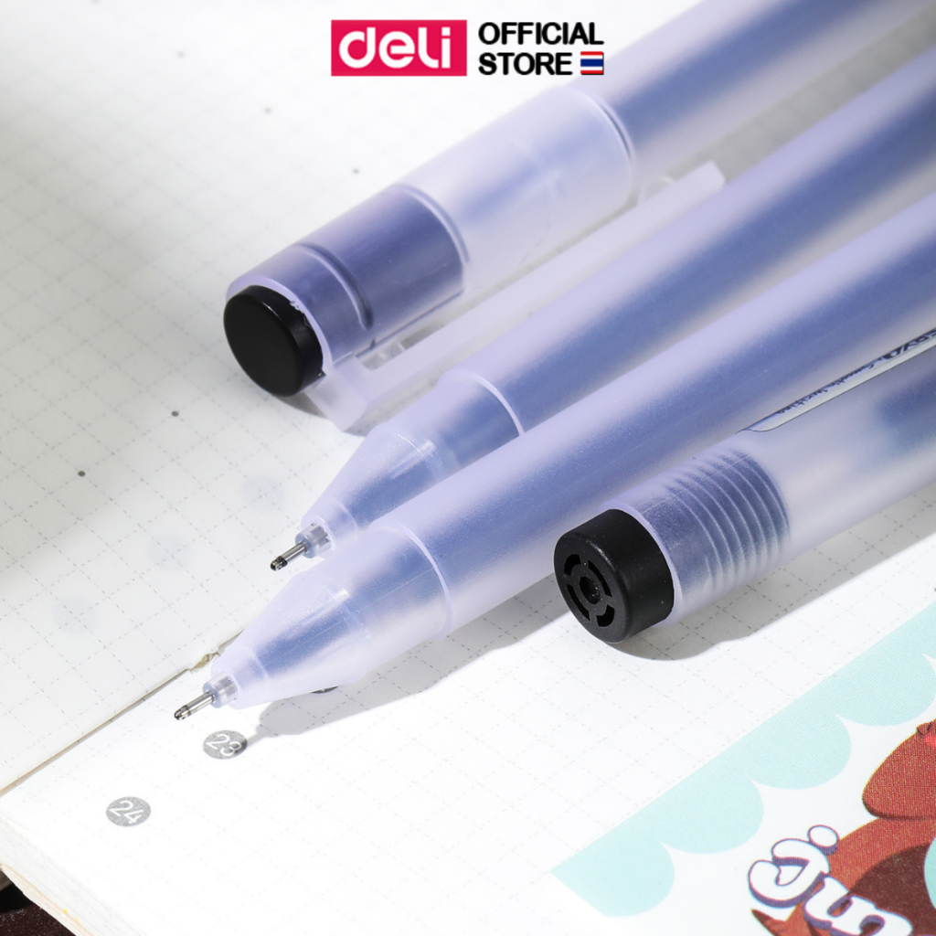 ปากกาเจลสีดำ Deli ปากกา หมึกสีดำ เซ็นชื่อได้ เขียนลื่น ลากเส้นได้ยาว ใช้งานคงทน หัวเข็ม ขนาด 0.5 mm (แพ็ค 1 แท่ง) - รูปที่ 4