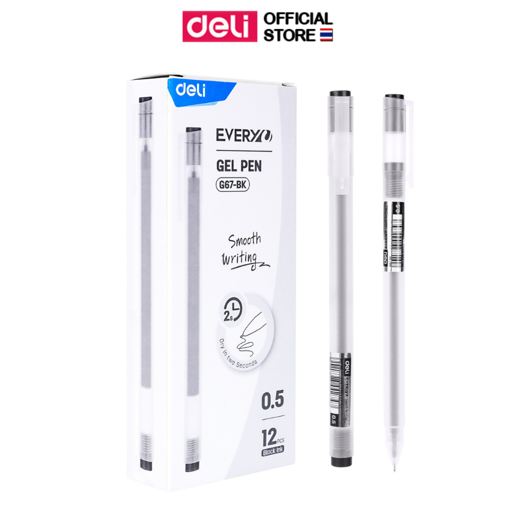 ปากกาเจลสีดำ Deli ปากกา หมึกสีดำ เซ็นชื่อได้ เขียนลื่น ลากเส้นได้ยาว ใช้งานคงทน หัวเข็ม ขนาด 0.5 mm (แพ็ค 1 แท่ง) - รูปที่ 6