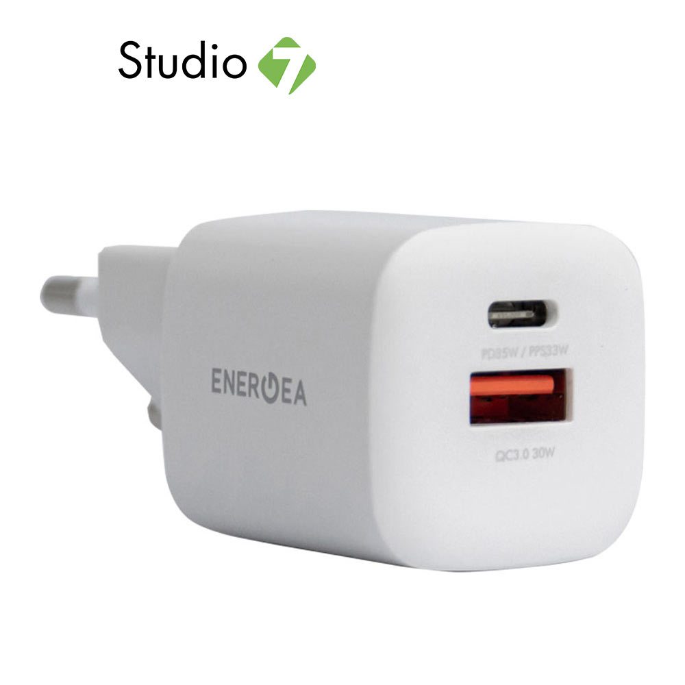 อะแดปเตอร์ Energea Wall Charger 1 USB-A / 1 USB-C White by Studio7