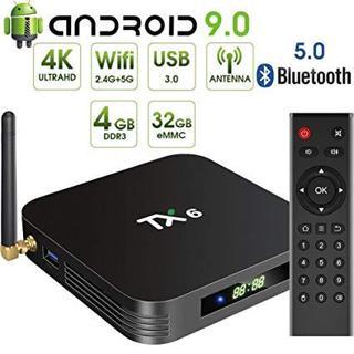 กล่องรับสัญญาณ TX6 dual-band WIFI Bluetooth Android 9.0 4k เครือข่ายเครื่องเล่น 4G + 32G 88