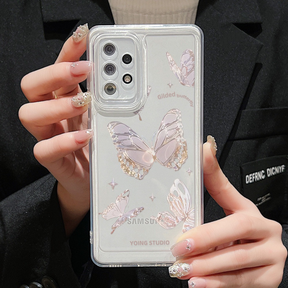 ผีเสื้อ TPU เคส For Samsung A05 S23 A03 A03S A04 A35 A14 A13 A52 A12 A22 A30 A31 A53 A32 A13 A23 A50 S20 FE S22 S21Ultra