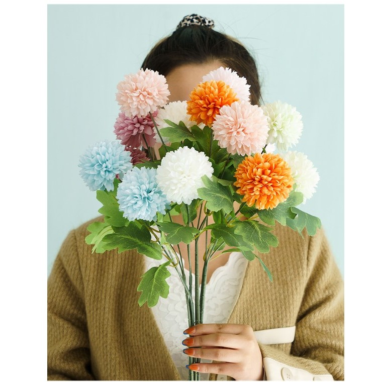 ช่อดอกปิงปอง แดนดิไลออนปลอม ก้าน58cm พร้อมส่ง3สี